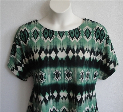 Green Geometric Poly Knit Post Surgery Shirt - Tracie