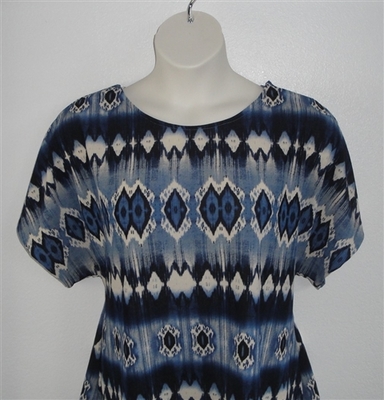 Blue Geometric Poly Knit Post Surgery Shirt - Tracie