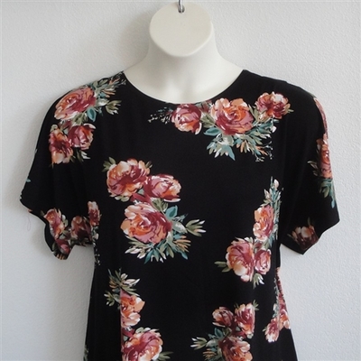 Tracie Shirt - Rust/Peach/Black Floral Rayon Knit | Knits