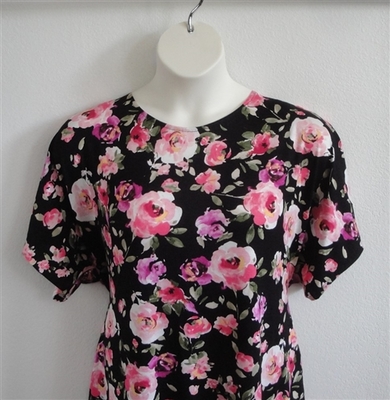 Tracie Shirt - Pink/Purple Floral Rayon Knit | Short Sleeve Shirts