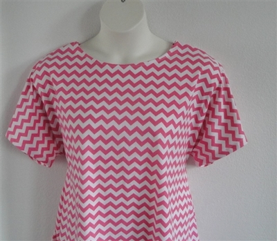 Pink/White Chevron Cotton Post Surgery Shirt - Tracie