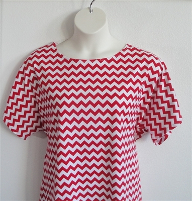 Tracie Shirt - Red/White Chevron Cotton Knit | Knits