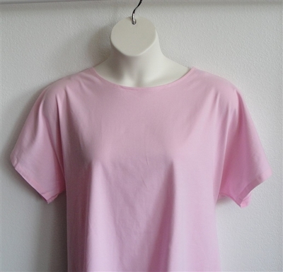 Light pink cotton post surgery shirt for mastectomy, breast cancer or shoulder surgery