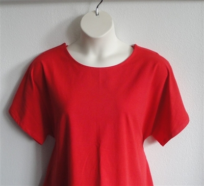 Red cotton adaptive clothing shirt for post surgery