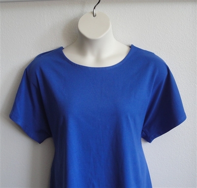 Royal blue cotton post surgery shirt for rotator cuff surgery, heart surgery or shoulder replacement
