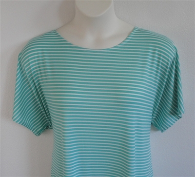 Tracie Shirt - Mint Green/White Stripe Rayon Knit | Knits