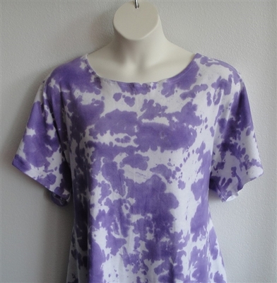 Tracie Shirt - Purple Tie Dye Cotton Knit | Short Sleeve Shirts