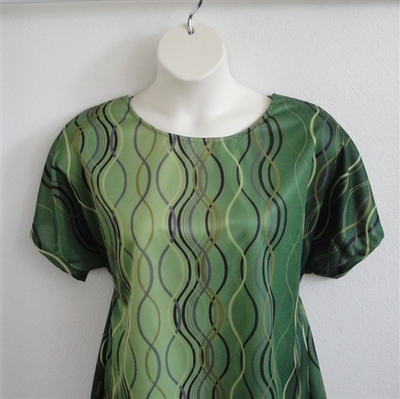 Tracie Shirt - Lime Green Wavy Line Wickaway | Short Sleeve Shirts