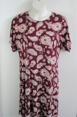 Plum Paisley Rayon Knit Post Surgery Gown - Orgetta