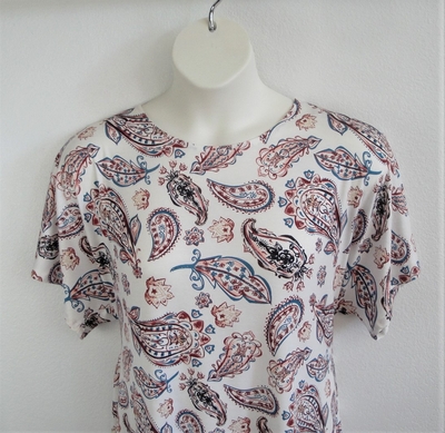 Rust/Teal Paisley Rayon Post Surgery Shirt - Tracie