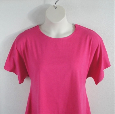 Bright Pink cotton adaptive shirt for shoulder surgery, breast cancer, or mastectomy