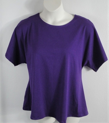 Purple cotton adaptive shirt for shoulder surgery, breast cancer, or mastectomy