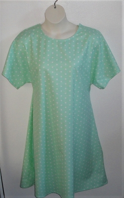 Mint Dot Flannel Post Surgery Gown - Orgetta