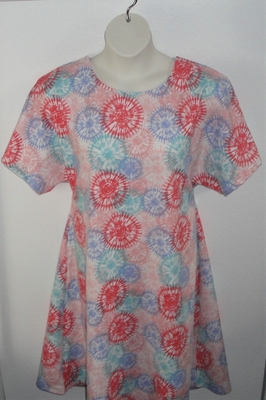 Coral Mint Tie Dye Flannel Adaptive Gown - Orgetta