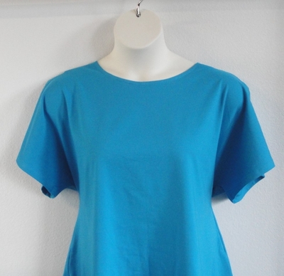 Turquoise cotton adaptive shirt for hospice, elderly and seniors