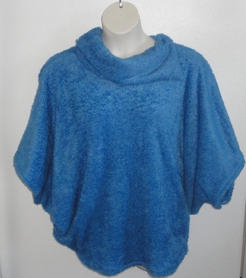 Medium Blue Chenille Fleece Side Opening Post Surgery Sweater - Emily