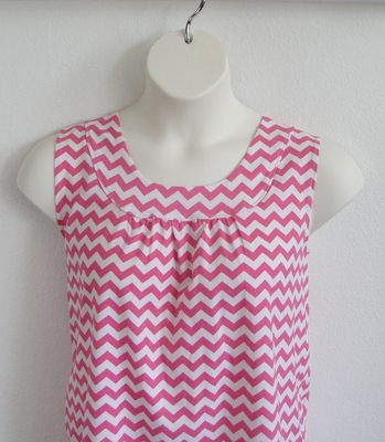 Pink/White Chevron Cotton Post Surgery Shirt - Sara