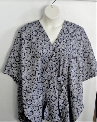 Shandra Cape - Navy Brocade Rayon Blend (Petite only) | Outerwear/Capes