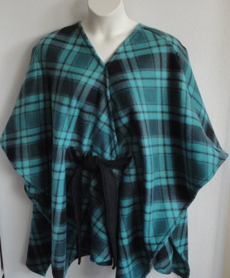 Shandra FLEECE Cape - Teal/Black Plaid (Average Only) | Outerwear/Capes