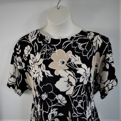 Black/Tan Floral Brushed Poly Knit Post Surgery Shirt