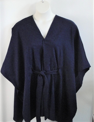 Shandra Cape - Navy Blue Triangles - Rayon Blend (Petite Only) | Outerwear/Capes