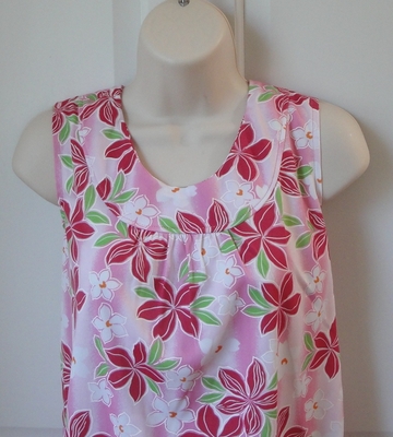 Pink Floral Polyester Knit Post Surgery Shirt