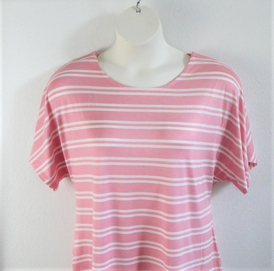 Tracie Shirt - Pink Stripe Rayon Knit | Short Sleeve Shirts