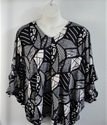 Black Geometric Adaptive Side Opening Shirt - Kiley