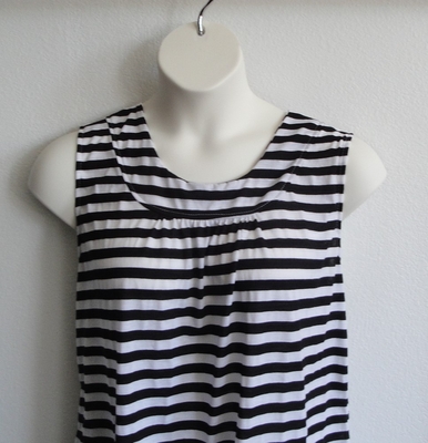 Black/White Stripe Cotton Post Surgery Shirt - Sara