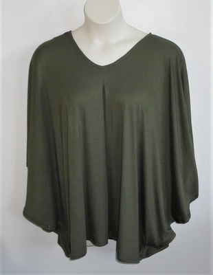 Olive Rayon Knit Side Opening Shirt - Kiley