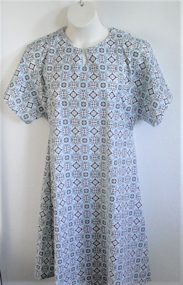 Teal/Black Geometric Post Surgery Nightgown - Erin