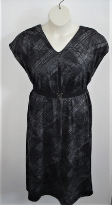 Randi Dress - Black/Gray Swish Polyester Knit | Dresses