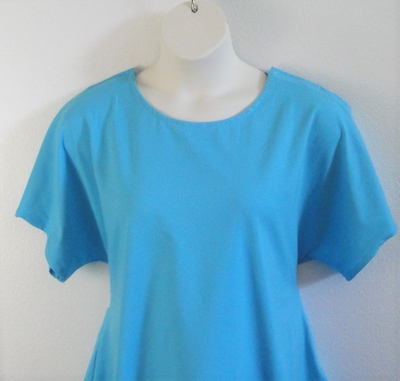 Sky Blue cotton knit shirt for rotator cuff surgery, shoulder replacement or breast cancer