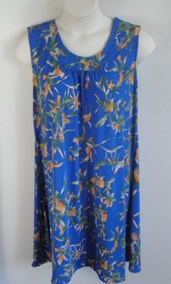 Blue/Orange Tropical Poly Jersey Post Surgery Gown - Heidi