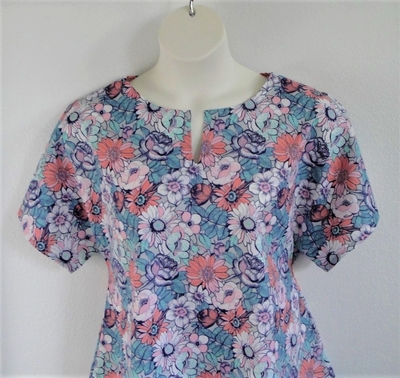 Coral/Blue Floral Post Surgery Shirt - Gracie