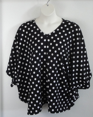 Black/White Dot Poly Post Surgery Side Opening Shirt - Kiley