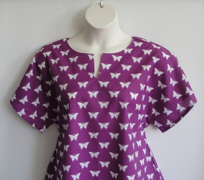 Purple Butterfly Cotton Post Surgery Shirt - Gracie