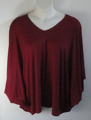 Dark Red Rayon Knit Side Opening Shirt - Kiley