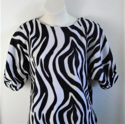 Black/White Zebra Fleece Post Surgery Shirt - Libby