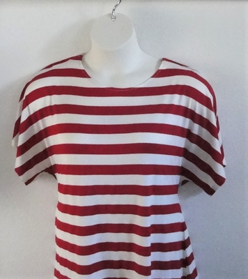 Red/White Stripe Rayon Post Surgery Shirt - Tracie