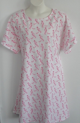 Pink Ribbon Flannel Post Surgery Nightgown - Orgetta - Second