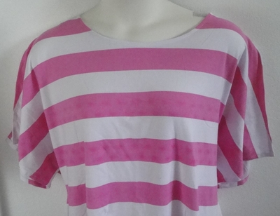 Pink/White Stripe Cotton Post Surgery Shirt - Tracie