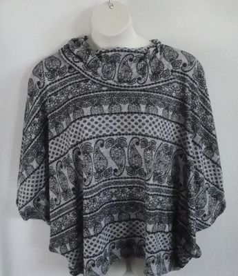Black/Gray Paisley Side Opening Post Surgery Sweater - Emily
