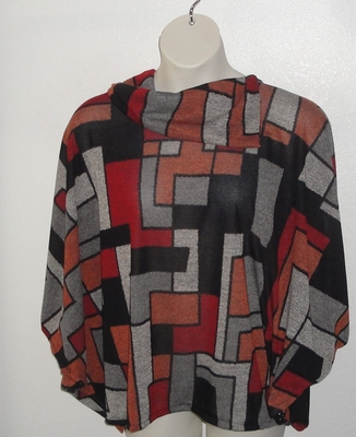 Red/Orange/Black Geo Side Opening Post Surgery Sweater - Emily