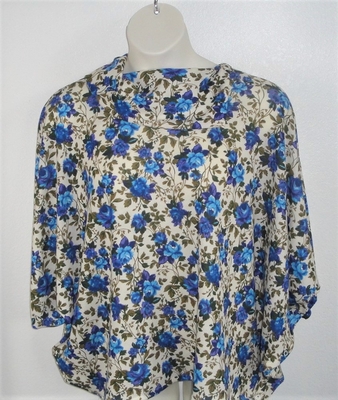 Blue/Purple Floral Side Opening Post Surgery Sweater - Emily