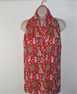 Adult Bib/Dinner Scarf - Red Glitter Dog