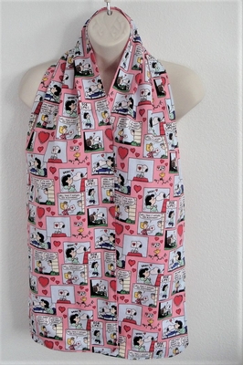 Adult Bib/Dinner Scarf - Pink Peanuts Cartoon