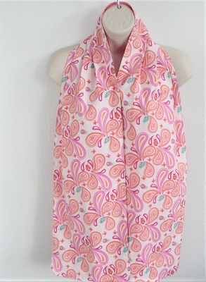 Adult Bib/Dinner Scarf - Pink Petals and Ladybugs (Average Only)