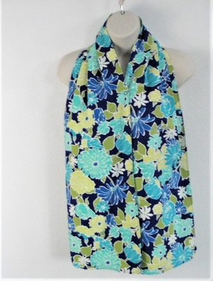 Adult Bib/Dinner Scarf - Blue/Lime Floral