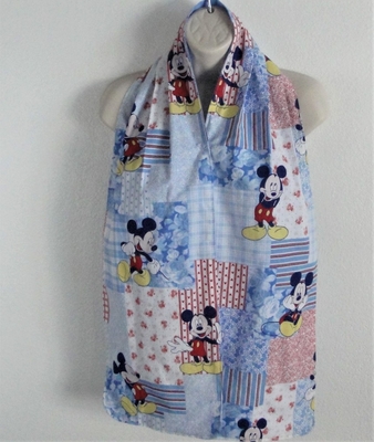 Adult Bib/Dinner Scarf - Blue Mickey Patchwork